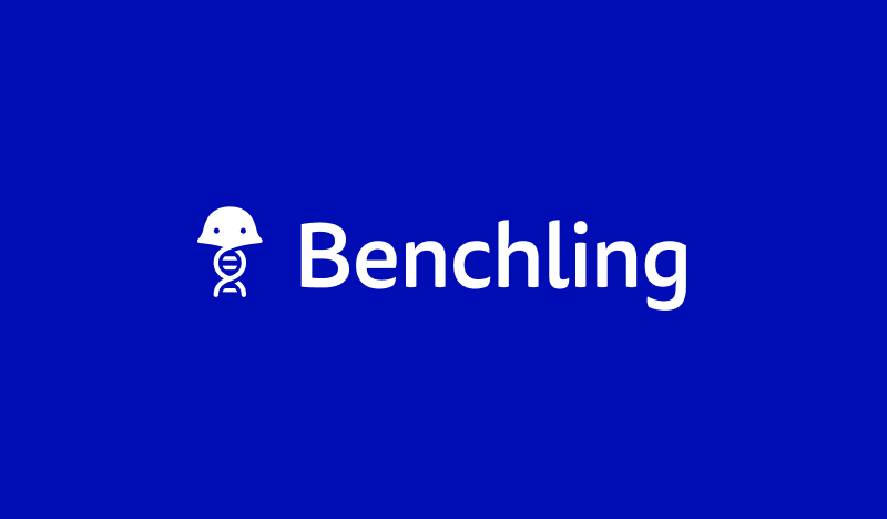Benchling logo on a blue background