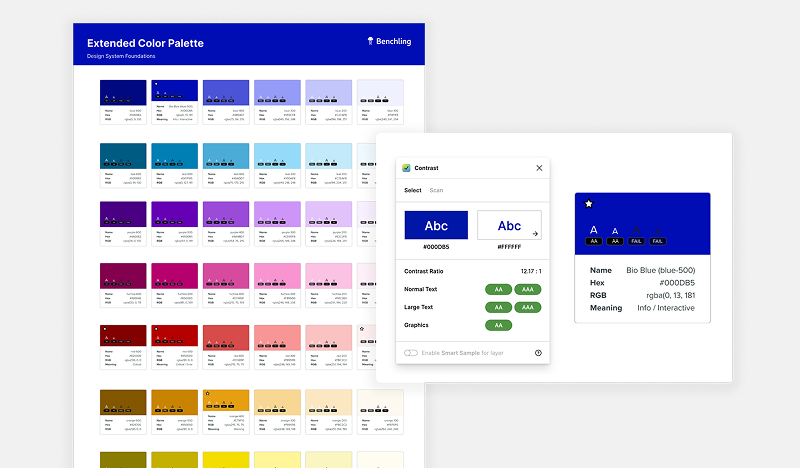 Benchling extended color palette and contrast checker from the design system
