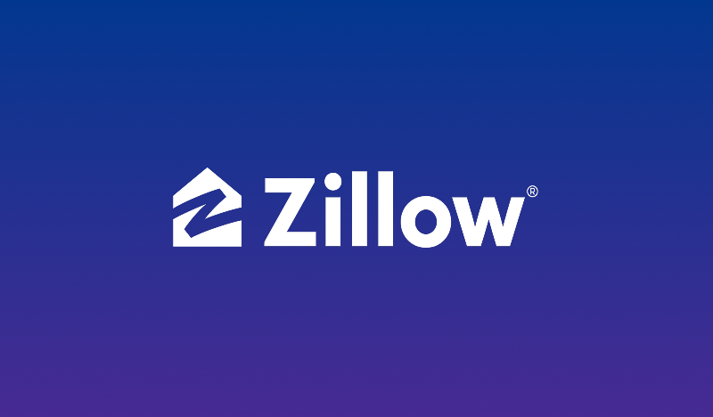 Zillow logo on a blue and purple gradient background