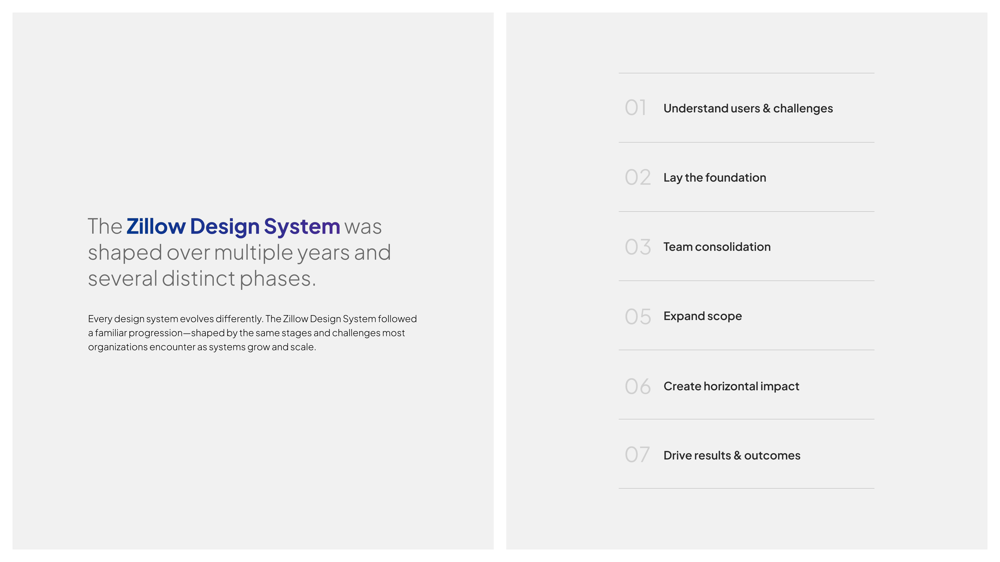 Zillow design system case study slide 5