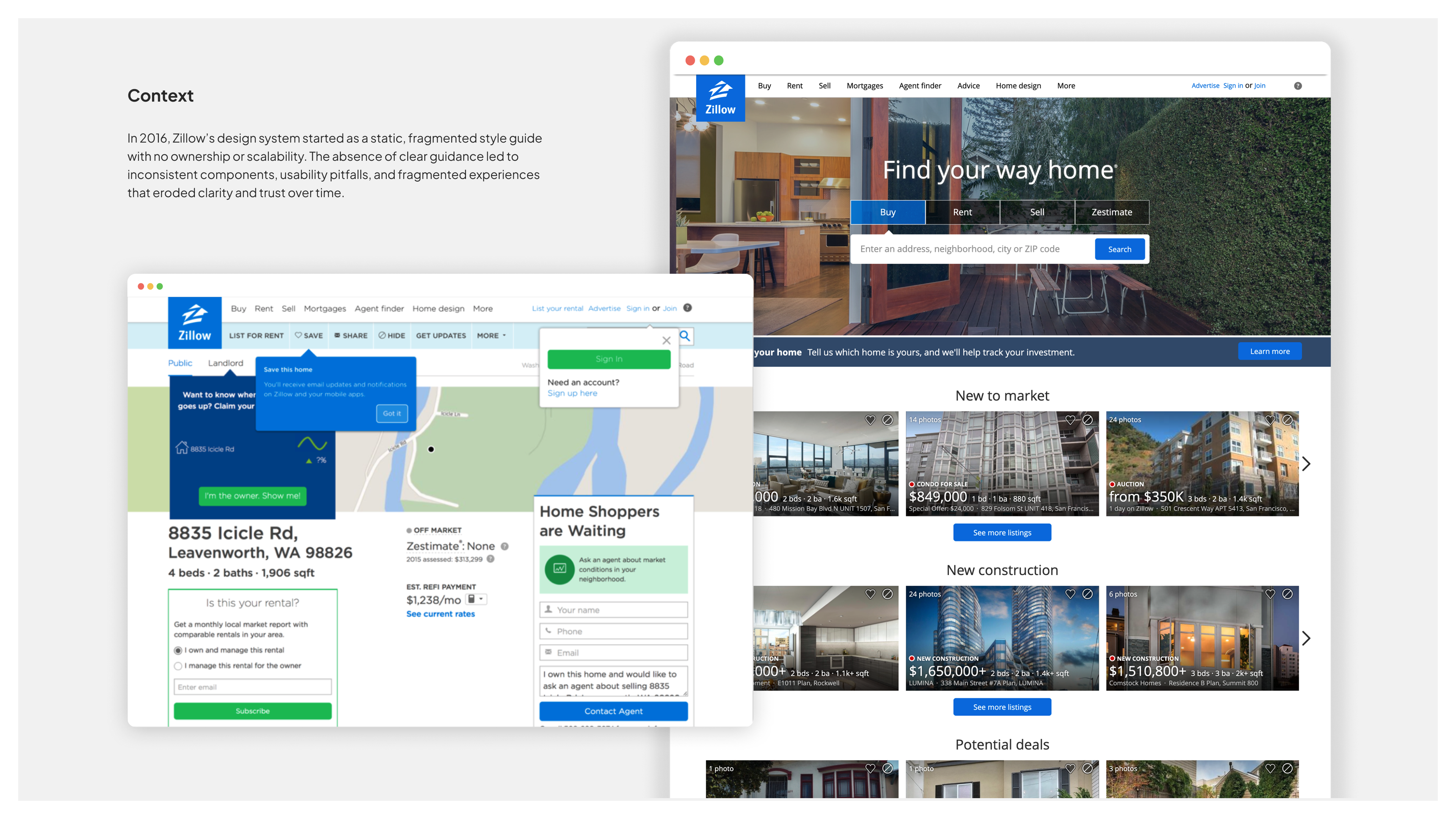 Zillow design system case study slide 6